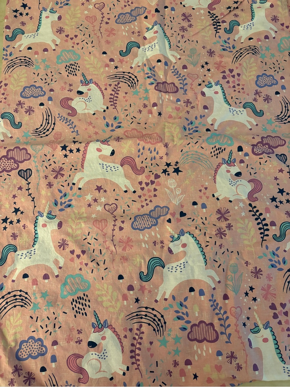 Pink Unicorn Print Fabric duvet cover (twin)